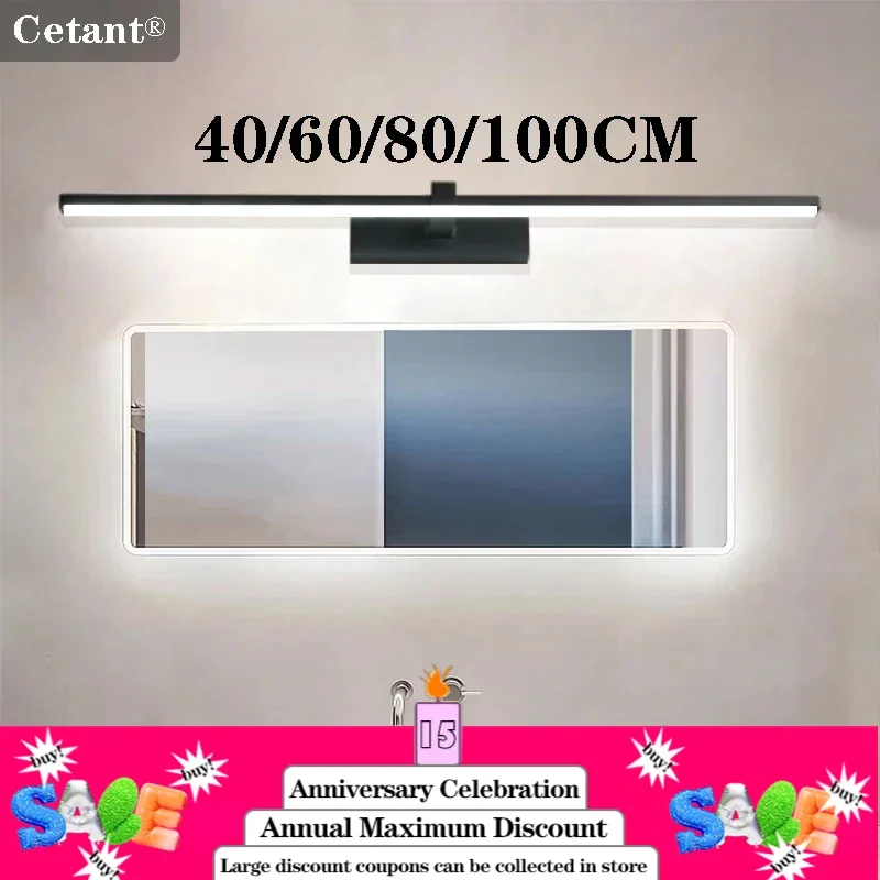Lámpara de pared LED 40/80/100cm, iluminación moderna para decoración de espejo, tira de luces larga para baño, cocina, luminaria interior, brillo