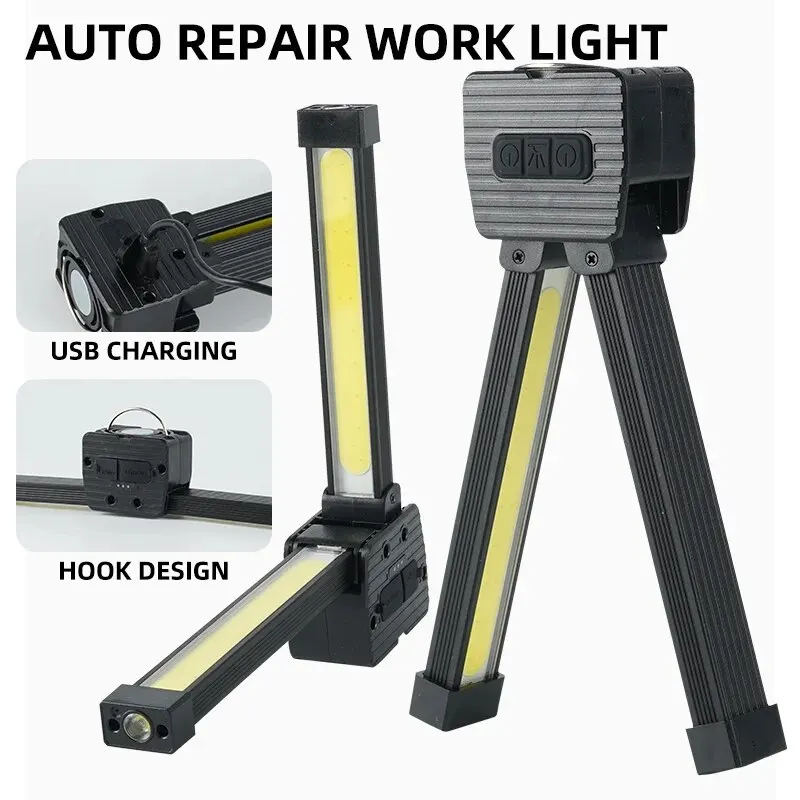 Multifuncional Camping Lightingflashlight, forte lanterna ao ar livre, Auto Reparação, Trabalho Lightfolding COB Luz