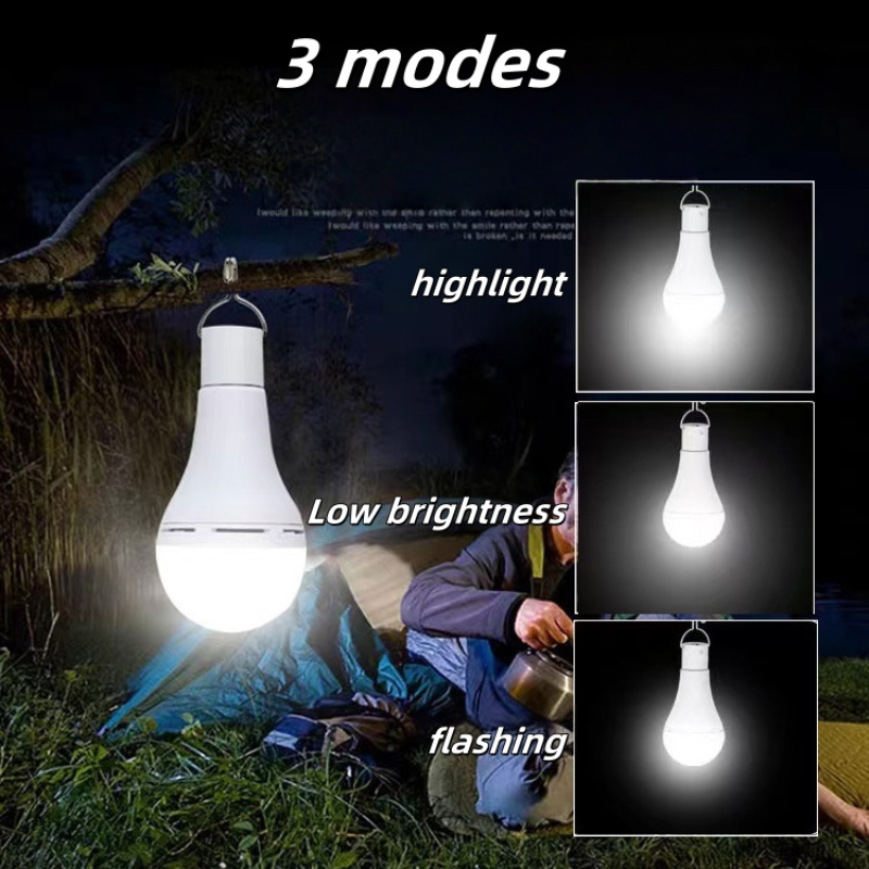 Luci da campeggio portatili a LED per esterni di emergenza ad energia solare da 7/9/12 W con pannello da 1 W per la pesca in tenda da campeggio da giardino all'aperto