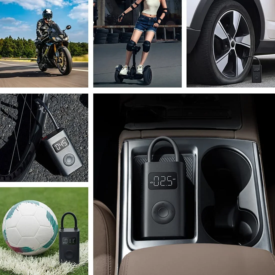 Xiaomi Mijia Compressore d'aria elettrico portatile 2/2D, Gonfiatore portatile Mi 2 PRO, Gonfiatore con pompa d'aria Rilevamento digitale della pressione dei pneumatici