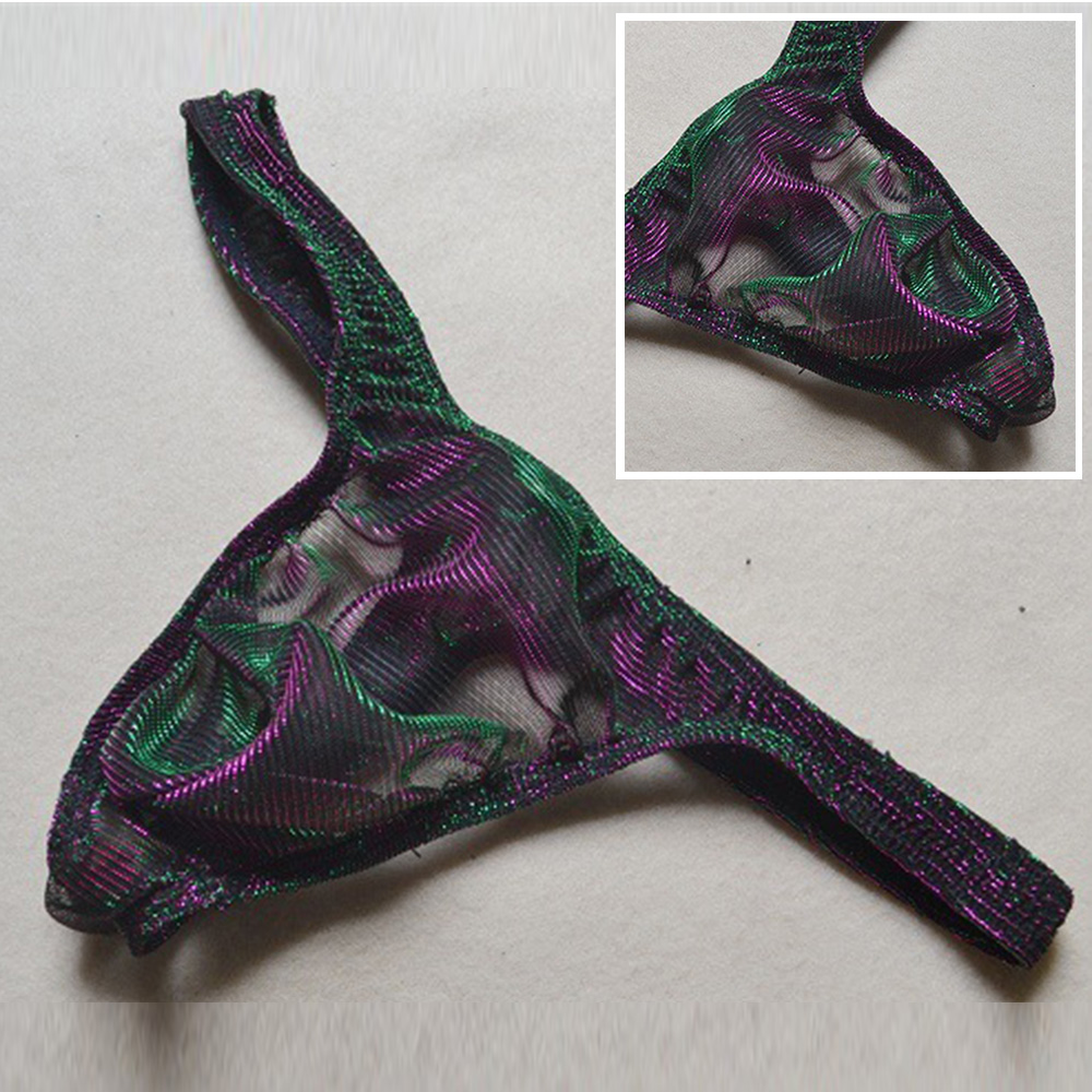 Sexy męskie stringi siateczkowe laserowe Ultra cienkie przezroczyste stringi stringi spodenki woreczek bielizna majtki spodnie bielizna pompka mężczyzna