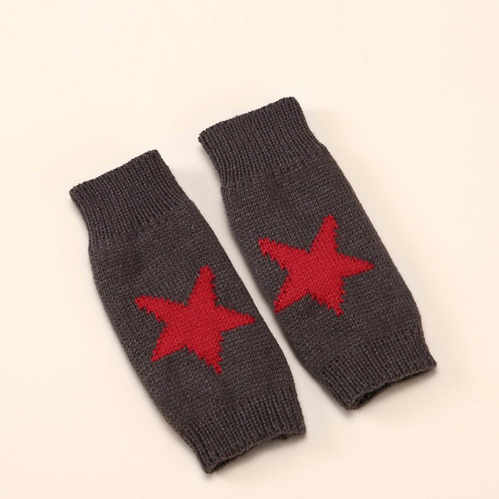 Guantes de punto Y2k para invierno, guantes de estrella de medio dedo, pentagrama de lana cálido, mano suave, sin dedos, Emo, mitones Preppy, 2024