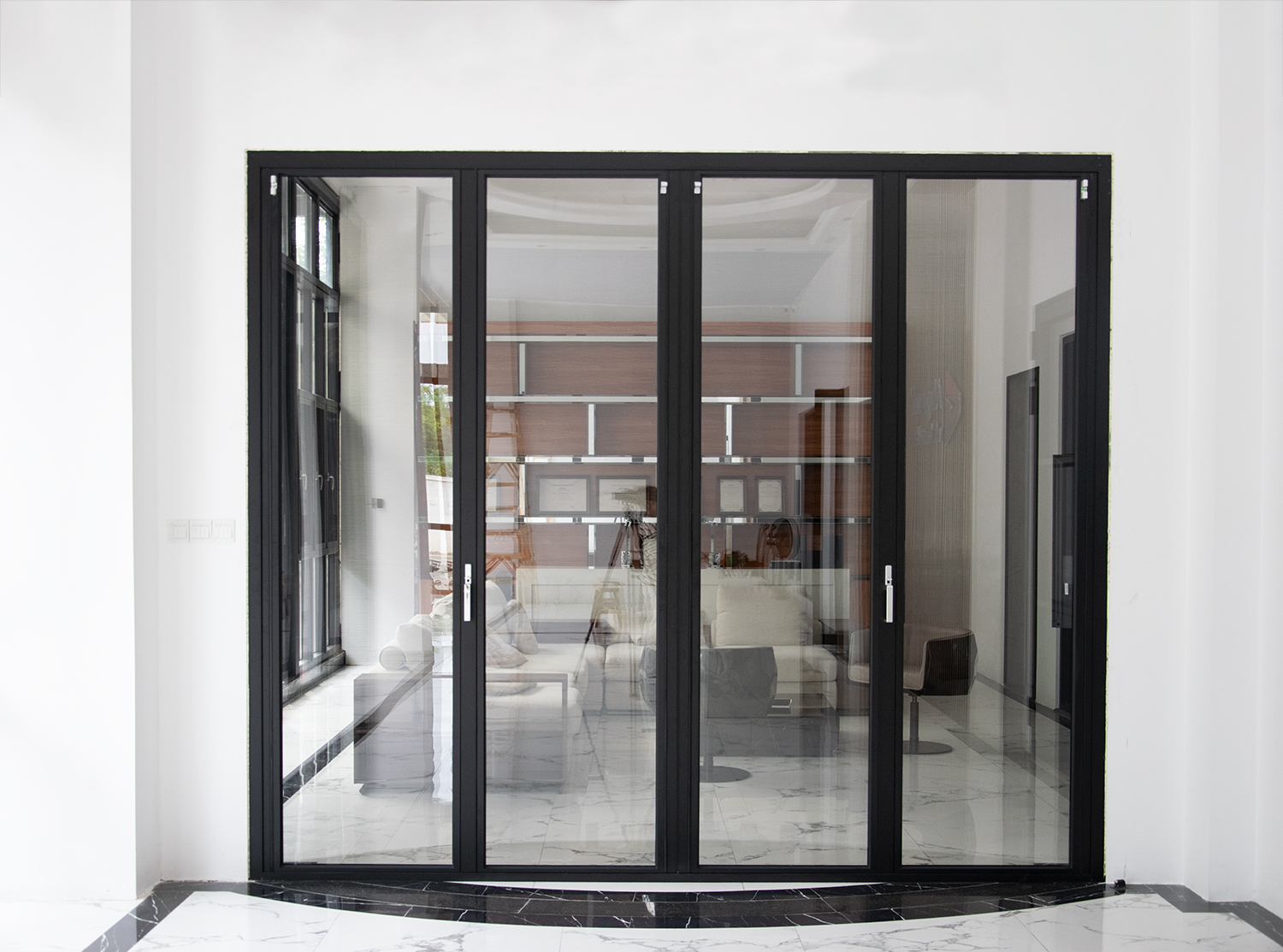 Sixinalu Villa-Double Glazed Folding Door, Pátio Exterior Bifold, Perfil de Alumínio, Estilo Moderno, Cor Personalizada e Tamanho