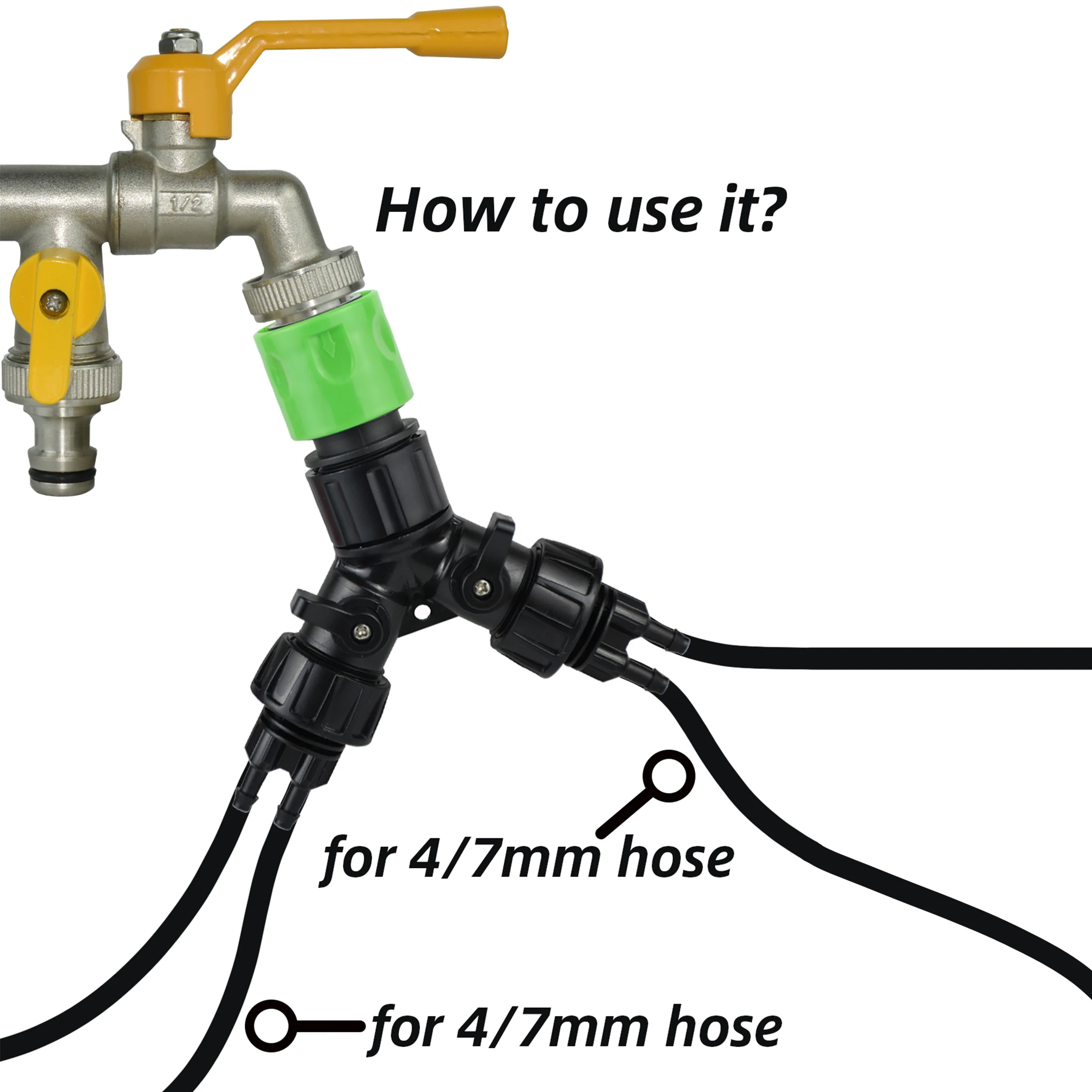 Wasserhahn-Adapter, Tropfbewässerung, 4-Wege-2-Wege-Splitter für Garten, 1/4 Zoll Schlauch, automatisches Bewässerungssystem-Set, Bonsai-Topf, Pflanzengewächshaus