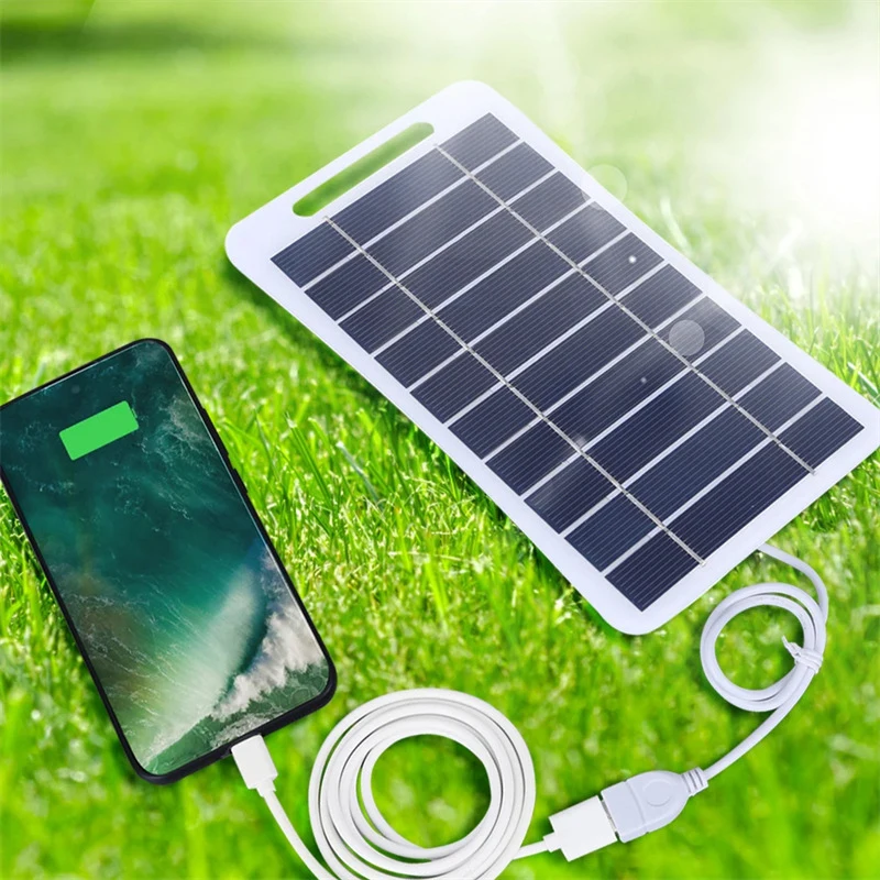 Panel Solar de 2W y 5W con USB, impermeable, para exteriores, senderismo y Camping, batería portátil, Banco de carga para teléfono móvil, Panel de carga de 5V