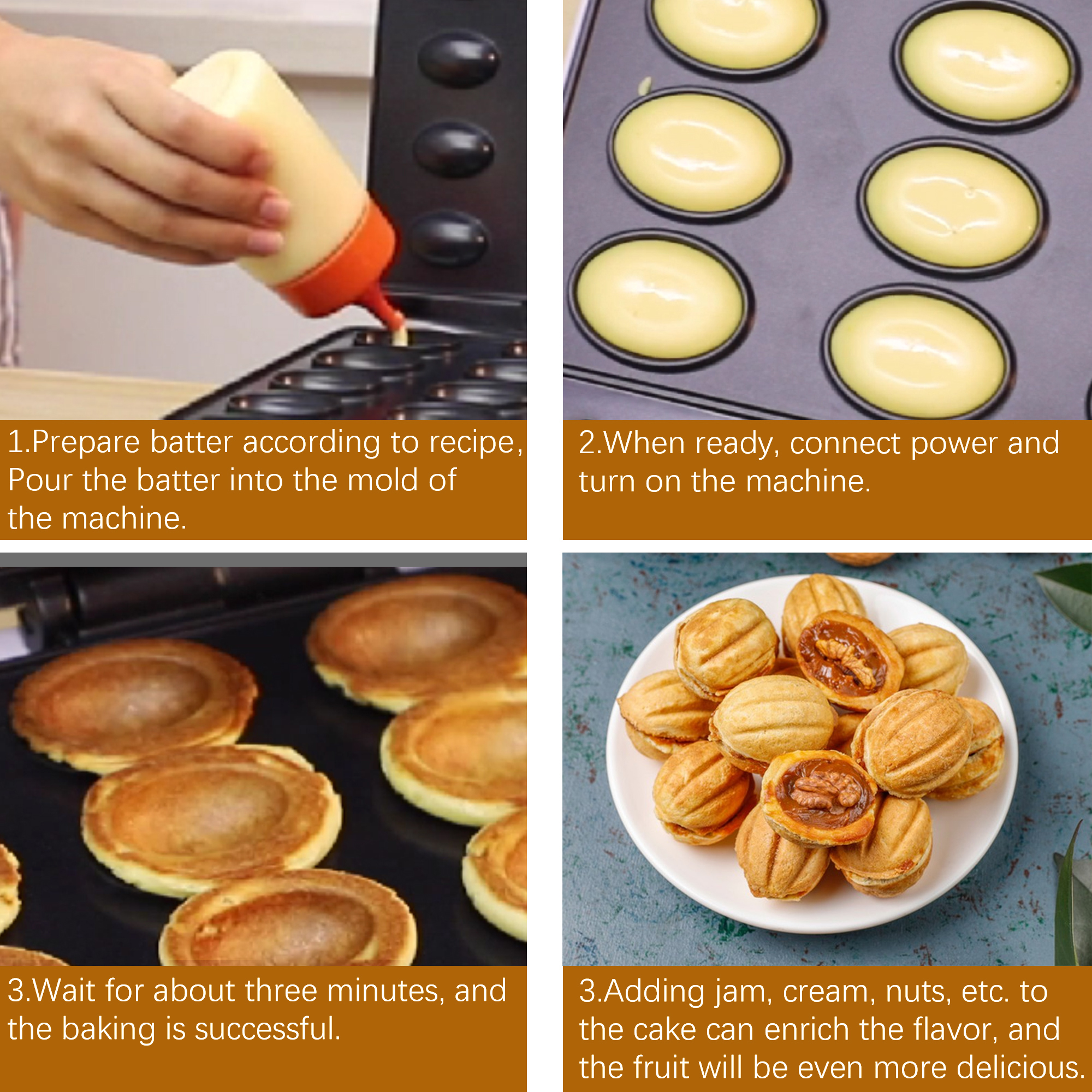 電気クルミケーキワッフルメーカー 750 ワット調理キッチン家電朝食ワッフルマシンノンスティック鉄パン Sonifer