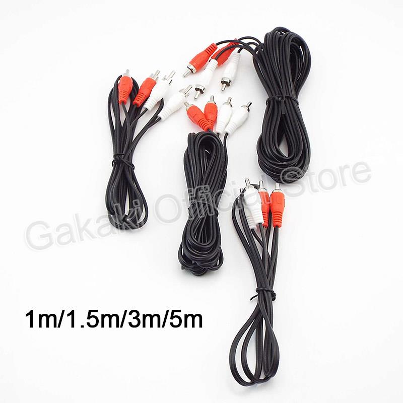 Dual RCA Đực Sang 2 Đầu RCA Đực Cáp Âm Thanh Stereo Cáp AV Cho TV DVD CD Khuếch Đại Âm Thanh