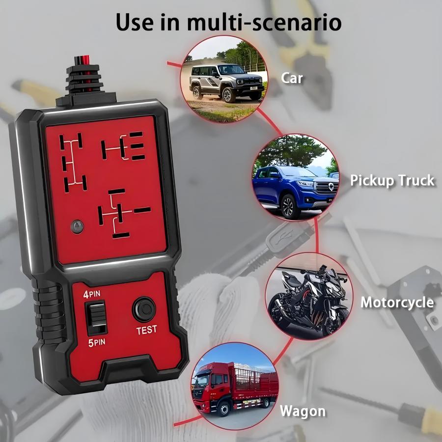 1 Buah Penguji Relai Otomatis untuk 12V dengan Klip Baterai-Penguji Relai Elektronik Otomotif Umum-Detektor Baterai Suku Cadang Mobil