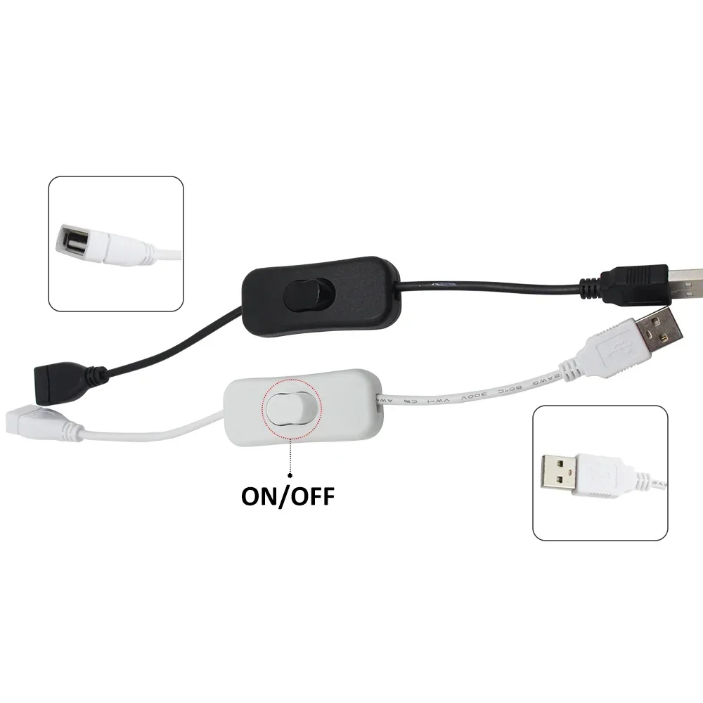 Cabo de interruptor usb com cabo de extensão liga/desliga 28cm 1m para 5v led strip light string usb gadget dispositivo de alimentação ferramentas 304 303