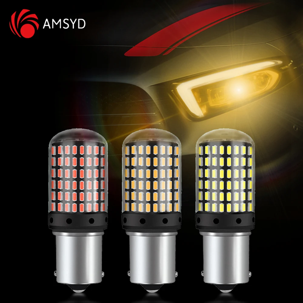 2 uds 1156 BA15S P21W BAU15S PY21W 7440 W21W P21/5W 1157 BAY15D 7443 3157 bombillas LED 144smd CanBus lámpara luz de señal de giro inverso