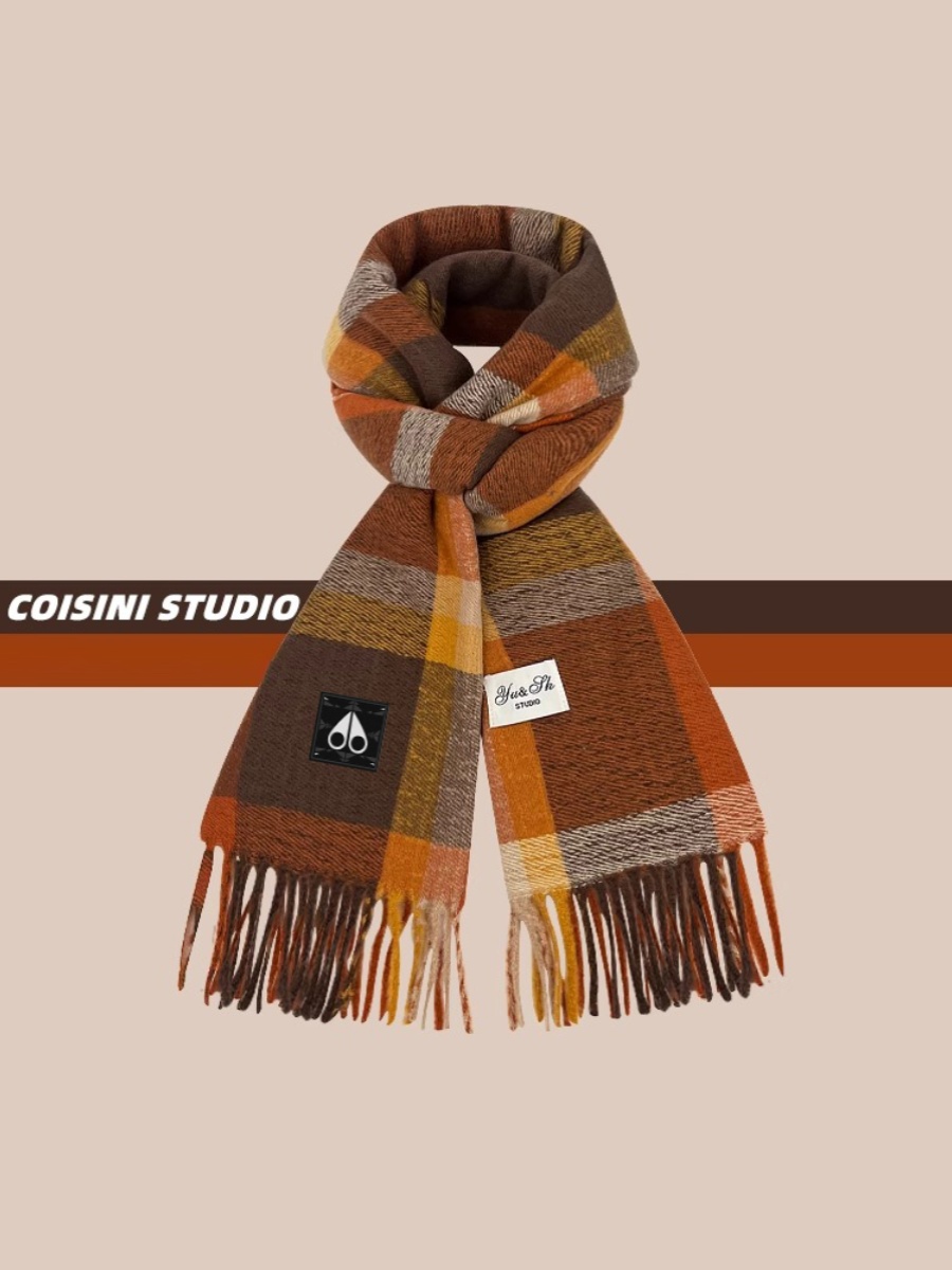 クラシック英国レトロスタイルカーキチェック柄スカーフ女性のためのシンプルな多用途トレンディな冬のアクセサリー MOOSE KINGSHIP