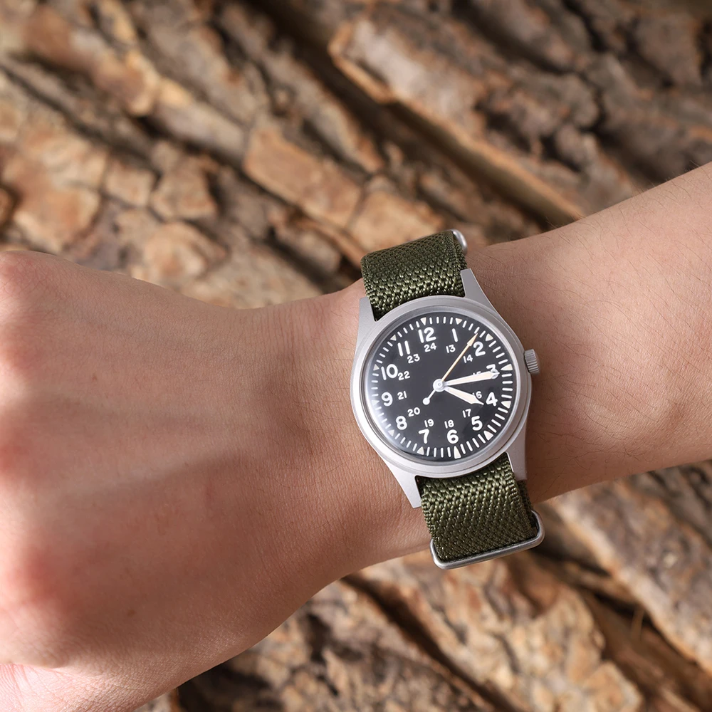 RDUNAE RA03 G10 34.5 มม.Retro ทหารนาฬิกา 316L สแตนเลส K1 Mineral Glass Luminous กีฬาควอตซ์ผู้ชายนักบินนาฬิกาผู้ชาย
