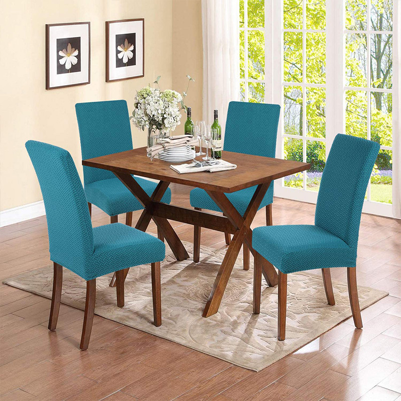 Elastic Dining Chair Cover Stretch Thick Jacquard Kitchen Chair Covers Slipcover For Dining Kitchen Hotel Wedding Banquet