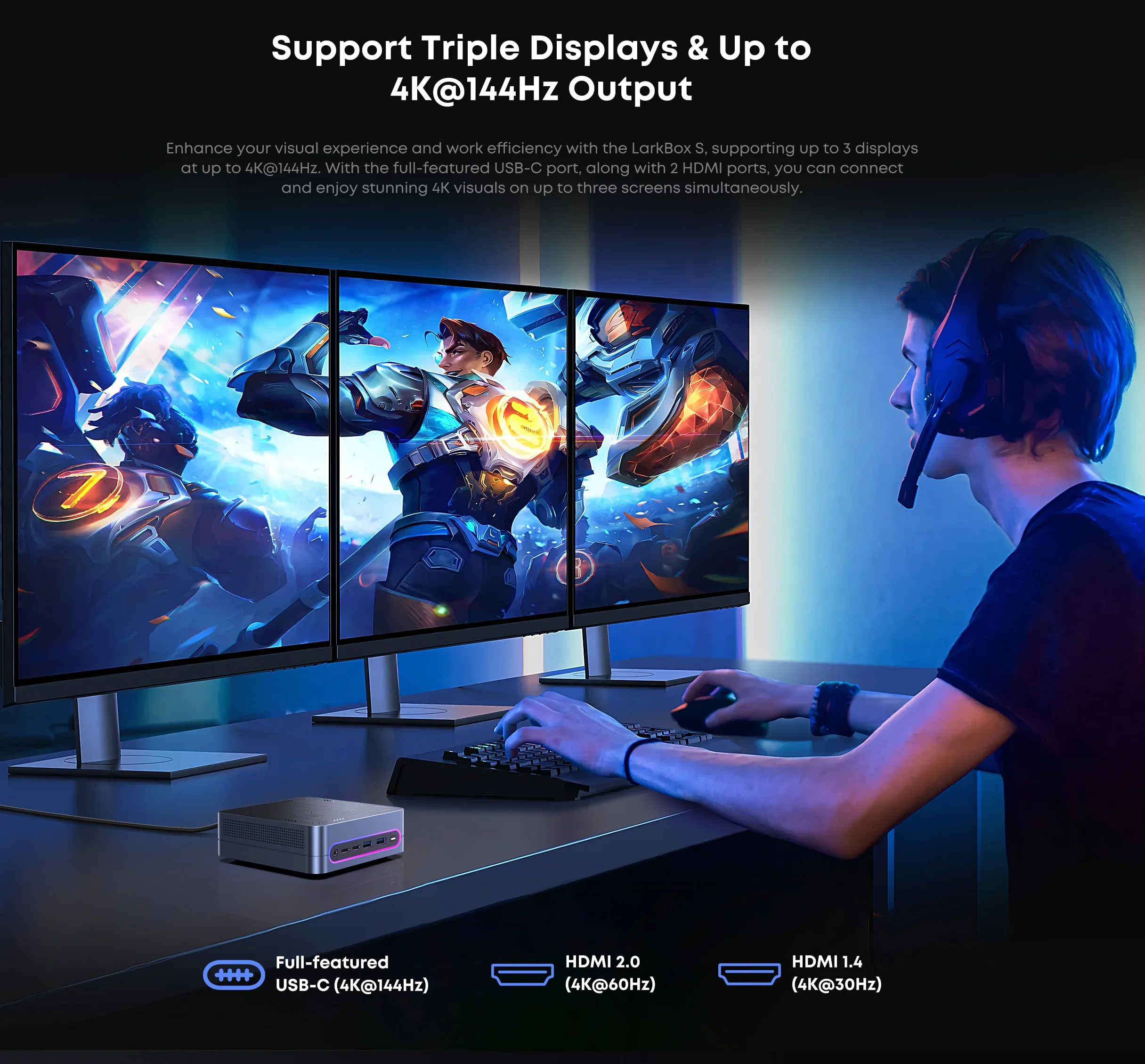 CHUWI LarkBox S Mini PC Core 1220P 16GB RAM 512GB SSD Gaming PC UHD Gráficos Computador de mesa Windows 11 com luz RGB