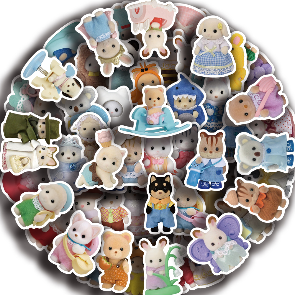55 Uds Calico Critters pegatinas muñecas de dibujos animados para niños calcomanías DIY Notebook equipaje portátil decoración pegatina juguete ﻿