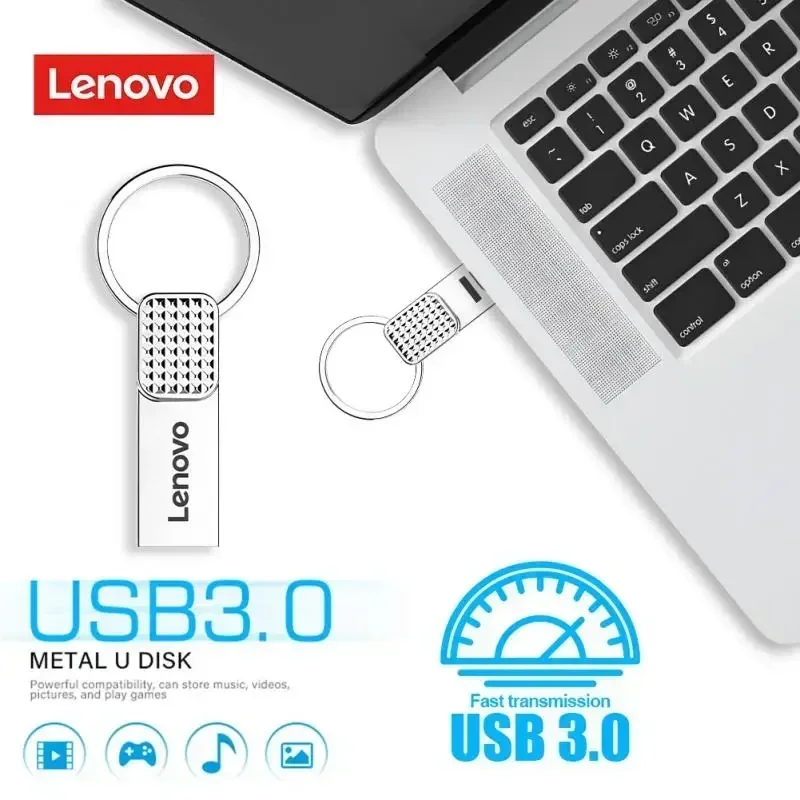 Original Lenovo 2TB USB Flash 3.0 Drive Metal Real Capacity 1TB 512GB Memory Stick High Speed Flash Disk Storage U Disk For PC