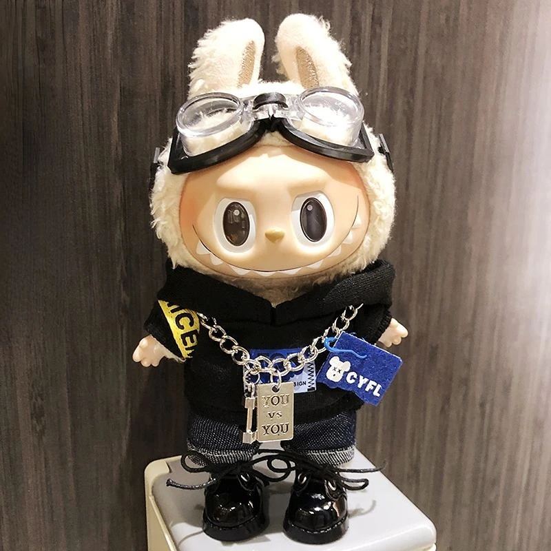 Ropa Mini Labubu de 17cm, Sudadera con capucha de felpa, mono de muñecas Idol, ropa para fanáticos, monos sin accesorios para muñecas para Corea, Kpop Exo