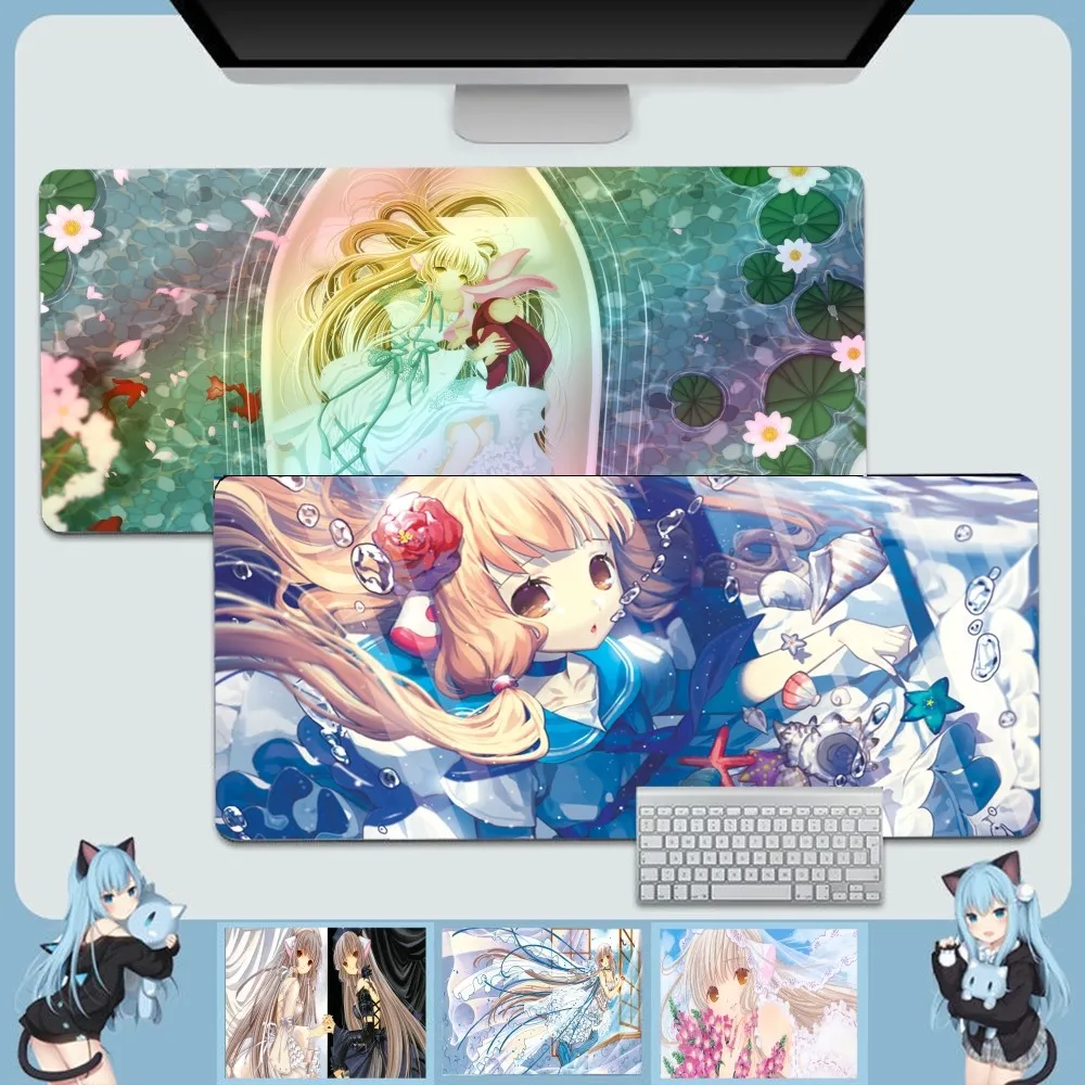 Chobits alas mouse Anime anak laki-laki, alas mouse Game Laptop ukuran untuk Game, Bantalan Keyboard untuk Gamer