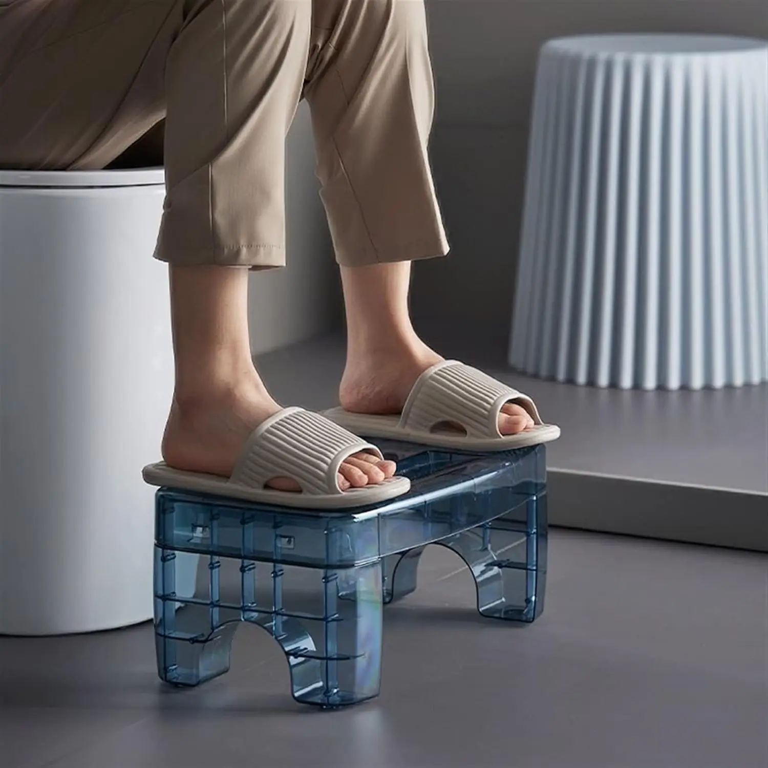 Toilettenhocker Transparenter Toilettenhocker aus Kunststoff, Waschraum-Fußhocker, Toilettensitzhocker, Badezimmerhilfe, Fußstütze