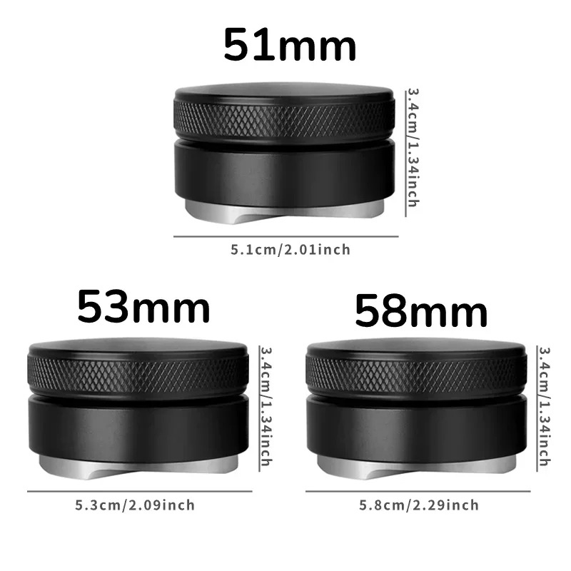 Espresso Distribution Tool Coffee Distributor/Leveler 3 Angled Slopes Adjustable Palm Tamper Fits 51/53/58mm VIE LENTE