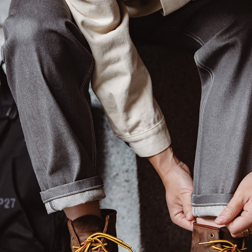 マデン-メンズストレートフィットデニムパンツ,コットン100%,レギュラーフィット,ヴィンテージ品質,光沢のあるライン,グレー,13.8オンス,新品,2024