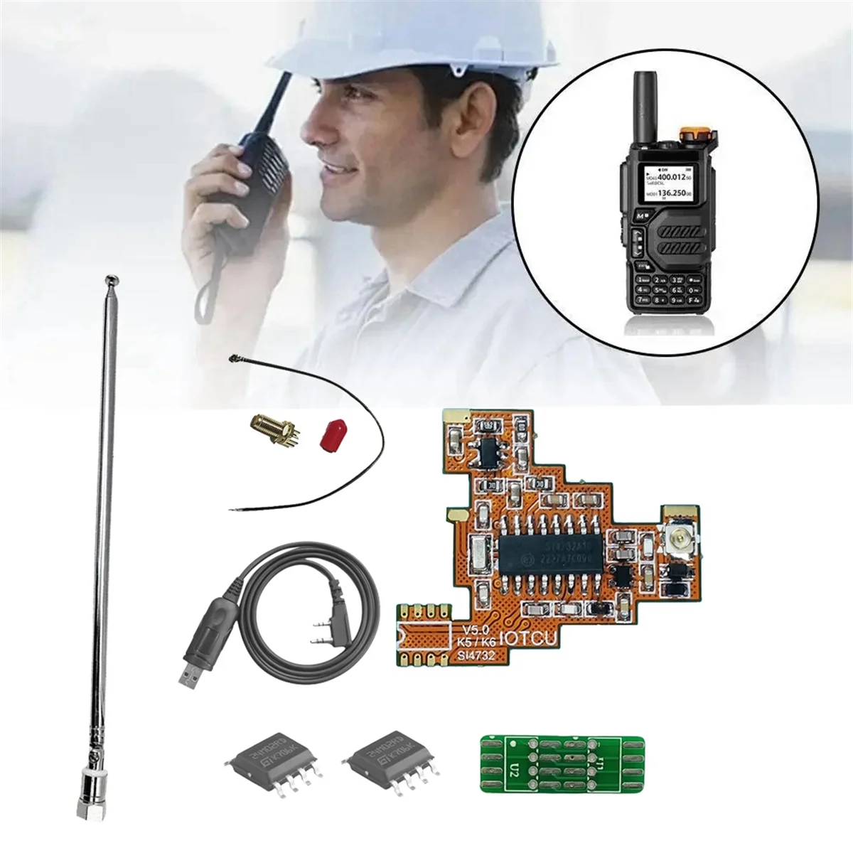 BABQ SI4732 V5.0 Modulo FPC + Chip 2x2M + Kit completo di antenna Multi System per Quansheng UVK5 UVK6 HF Ricezione a banda intera a onde corte