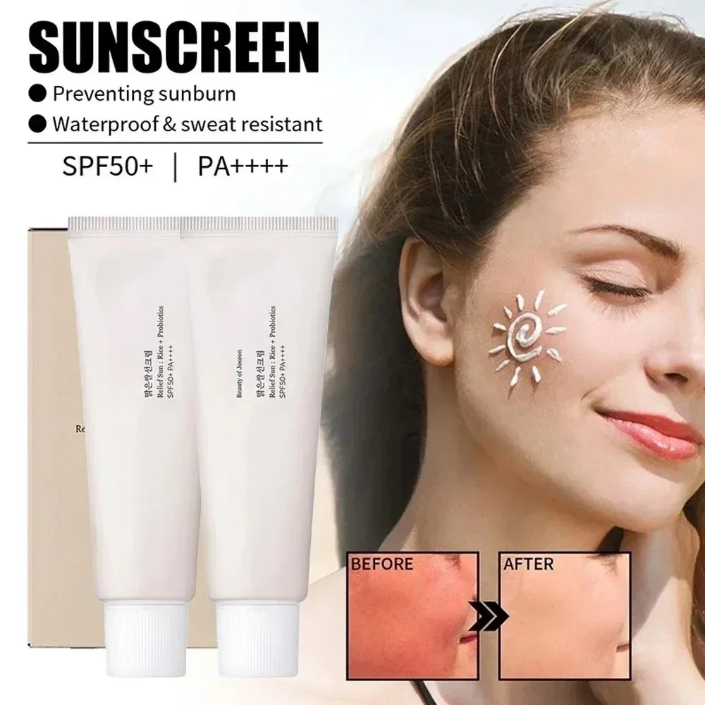 Protector solar SPF50 +, bloqueador Solar probiótico de arroz coreano, crema para blanquear la piel, bloqueador solar Anti UV, suero hidratante suave Facial, 50ml