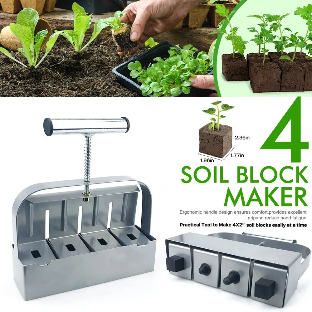 Creatore di blocchi di terreno per piantine portatile Strumento di blocco del terreno da 2 pollici utilizzato per forniture da giardino in serra per piantine