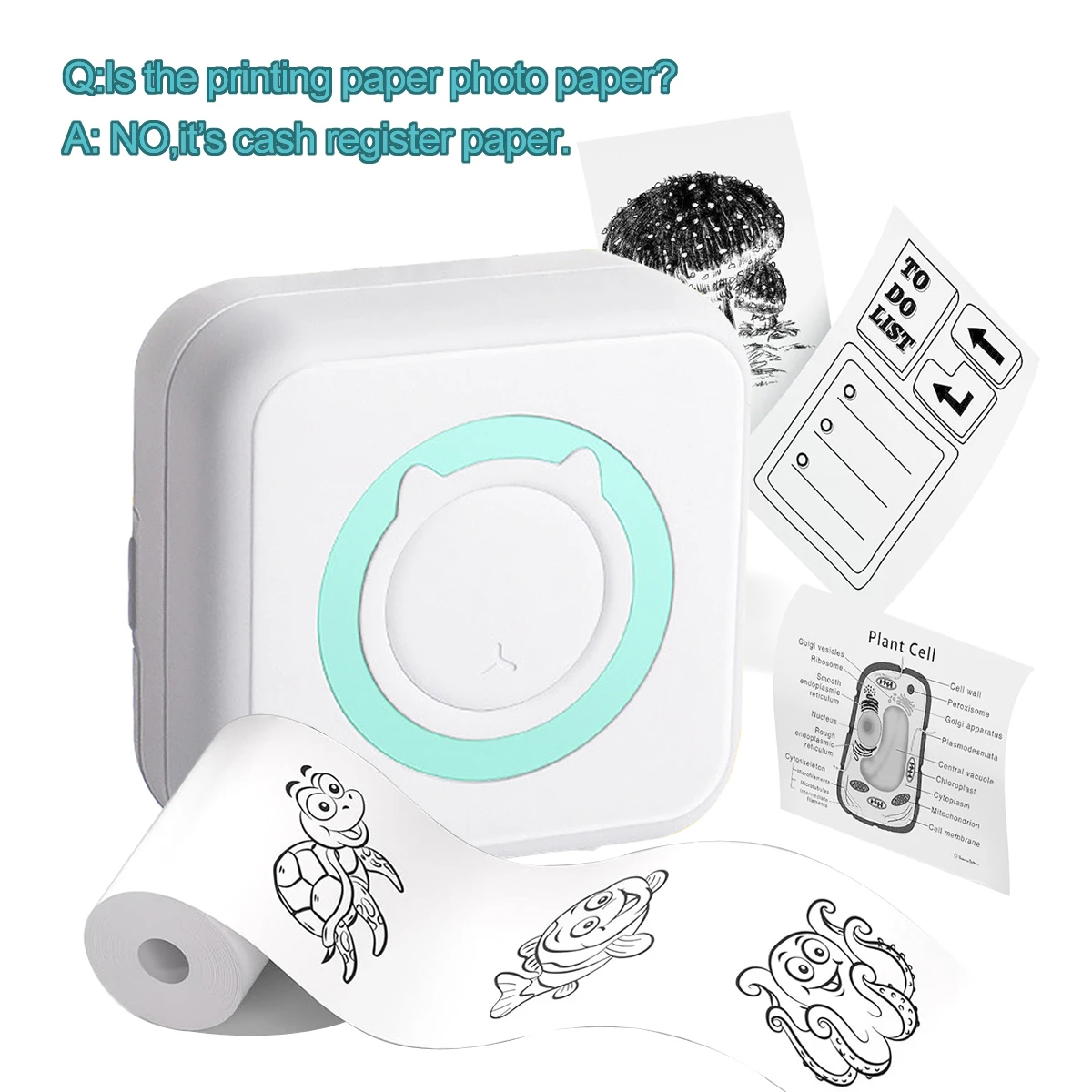 Portable Mini printer,thermal pocket Label  printer, for Android or IOS APP, inkless sticker printer, suitable for home, office