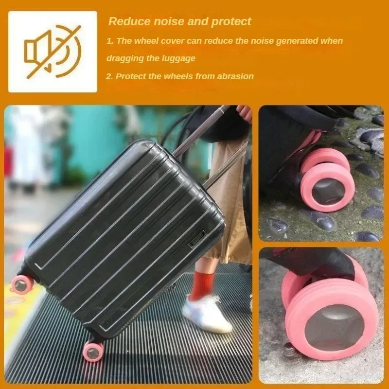 8 Pcs Silicone Wheels Protector Suitable for Two-wheeled Luggage Reduce Noise Silent Caster Sleeve Suitcase Accessories