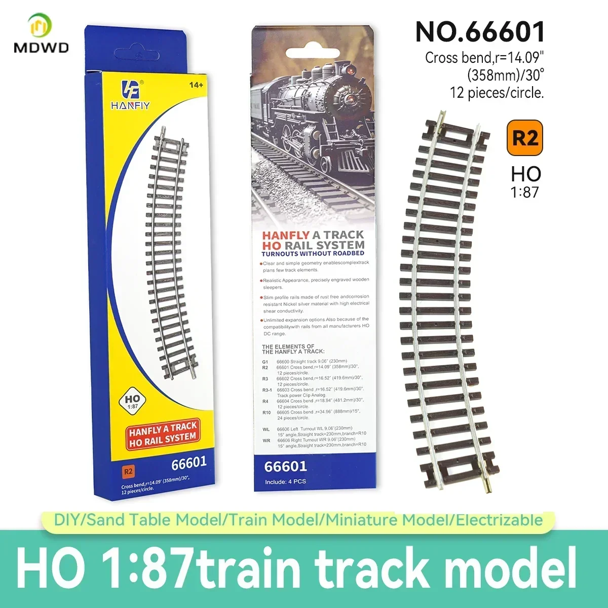 Ho Scale 1/87 รถไฟรุ่นรถไฟขับเคลื่อนนิกเกิลเงินแคบโค้ง Turnout Track รุ่น