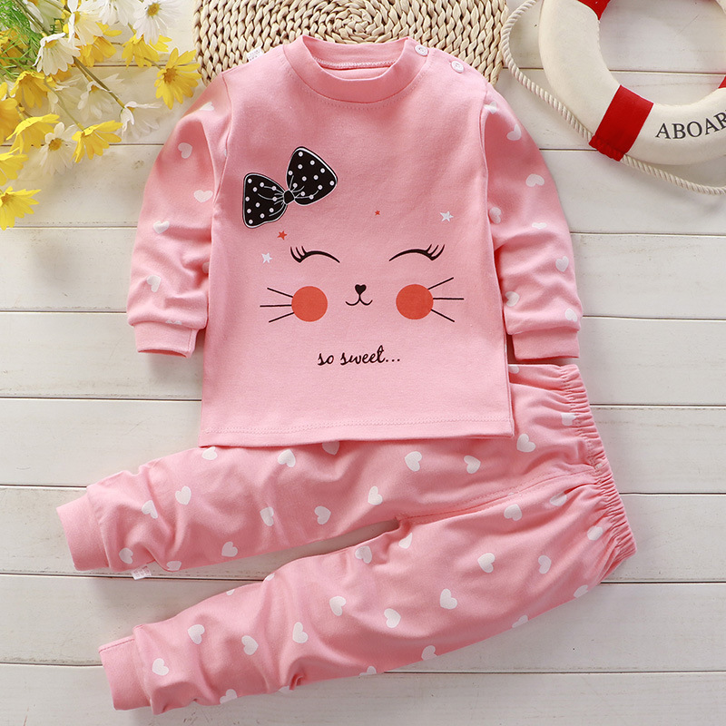 Cotone neonata abbigliamento inverno neonato abbigliamento set 2 set di pigiama per bambini primaverili 0-5 anni bambino cartone animato casual