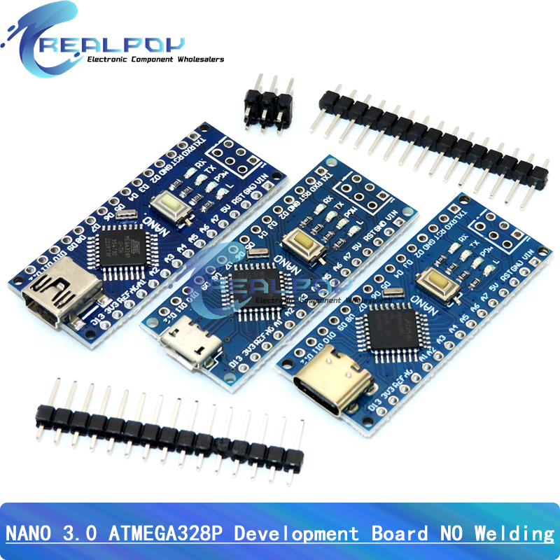 Mini/Type-C/Micro USB Nano 3.0 พร้อม bootloader controller สําหรับ arduino CH340 ไดรเวอร์ USB 16Mhz ATMEGA328P สาย USB
