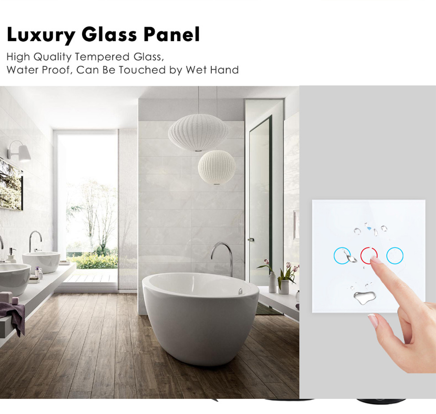 EU WiFi Smart Light Switches No Neutral Wire Touch Switch RF433 Smart Home Life Tuya App Control Support Alexa Google Home