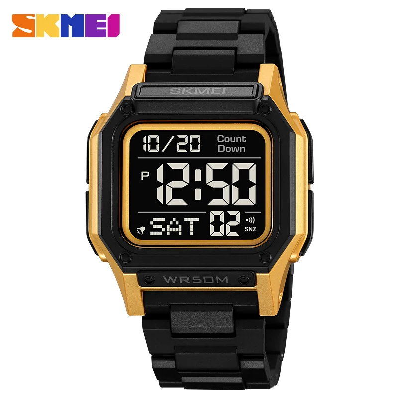 Reloj deportivo SKMEI resistente al agua para hombre, cronómetro de cuenta regresiva, reloj de pulsera electrónico para hombre, Original con fecha y semana