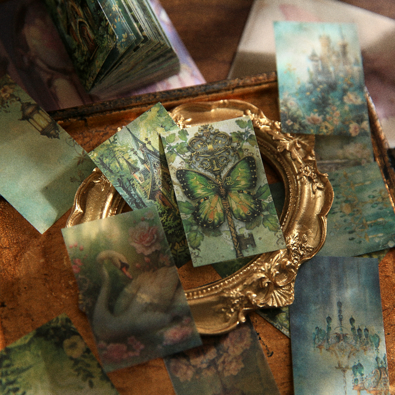 100 pcs/book Retro Material Paper Aestheti Scrapbooking DIY Decorate Journaling Vintage Stationery Aesthetic Plants Manuscript