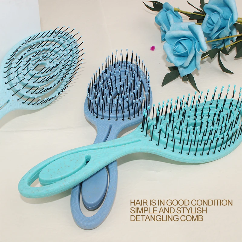 Gute Unisex Nylon & Wheat Straw Mosquito Coil Brush: Multi-Color, Wet/Dry Use, Anti-Static Scalp Massage, Salon/Home