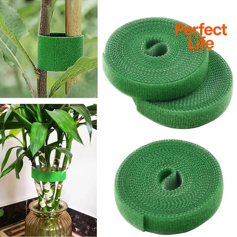 1/2Pcs Reusable Nylon Plant Hook Loop Ties Green Fastener Tape for Bamboo Cane Wrap Support Home Garden Accessories