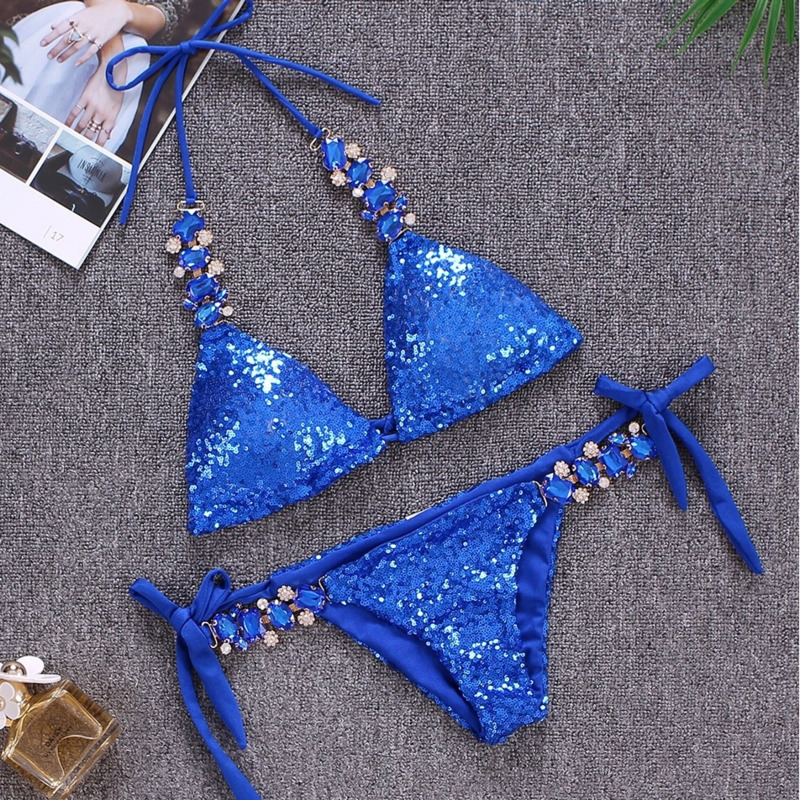 Bikinis sexis brillantes, traje de baño con diamantes de imitación, traje de baño para mujer, Bikini Push Up para mujer, ropa de baño para playa, trajes de baño, bañista para piscina 2025