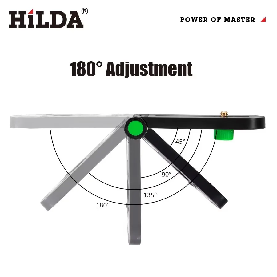 HILDA Accesorios versátiles para nivel láser Soporte de trípode ajustable Base de rotación 360 para trípode de interfaz de 1/4 de pulgada