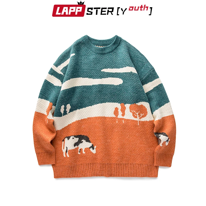 Lappster-Jeugdkoeien Kawaii Vintage Wintertruien 2023 Pullover-Hals Koreaanse Mode Trui Vrouwen Casual Harajuku Kleding