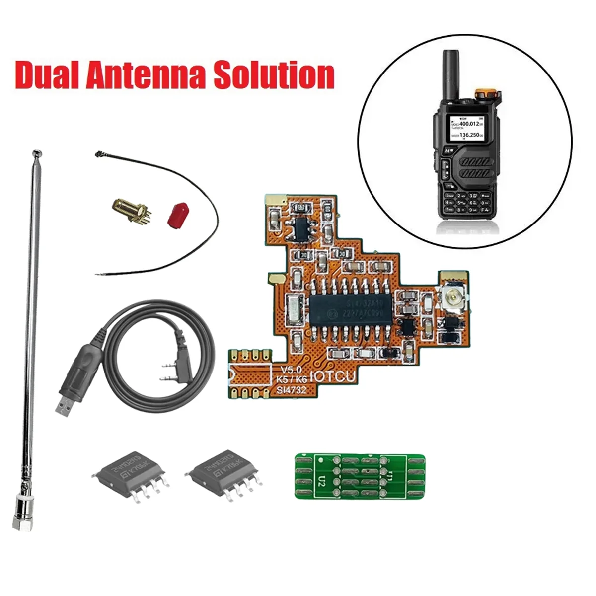 BABQ SI4732 V5.0 Modulo FPC + Chip 2x2M + Kit completo di antenna Multi System per Quansheng UVK5 UVK6 HF Ricezione a banda intera a onde corte