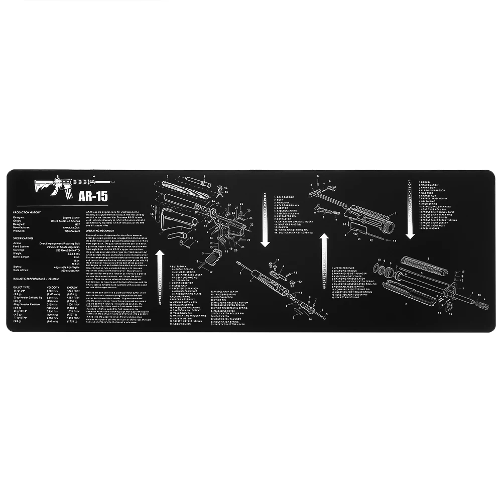 AR-15 AK 47 Remington 870 Rifle Gun smith reparación construir almohadillas de banco limpieza de goma con piezas diagrama e instrucciones alfombrilla de ratón