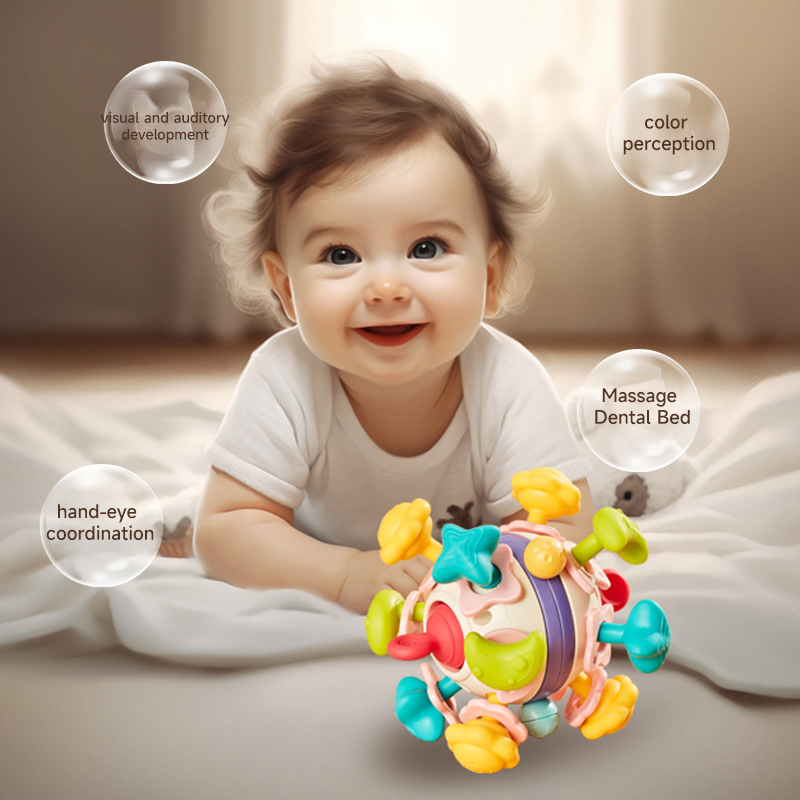 Jouets de Dentition Montessori pour Bébé de 0 à 12 Mois, Intelligence, Sensoriel, à Mâcher, Cadeau Apaisant
