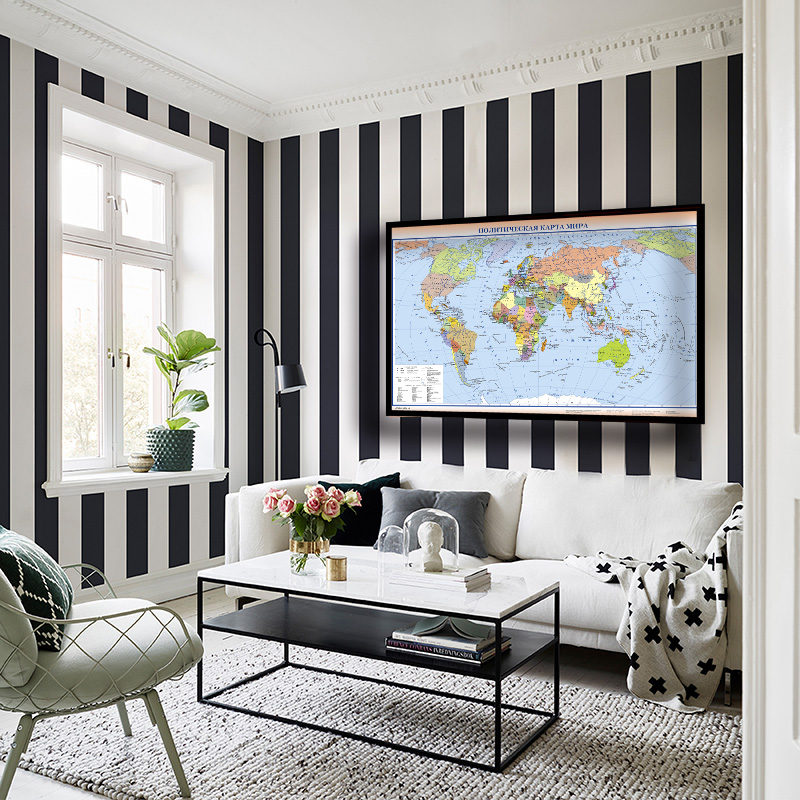 러시아 세계지도 150*100cm 부직포 접이식 캔버스 회화 벽 아트 포스터 침실 홈 인테리어 교육 학교 용품