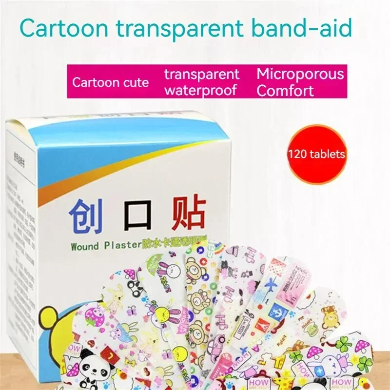 120 teile/los Cartoon Nette Gemusterte Atmungsaktive Wasserdichte Klebe Bandagen Gebogene Pflaster Patch Wunde Dressing Für Kinder