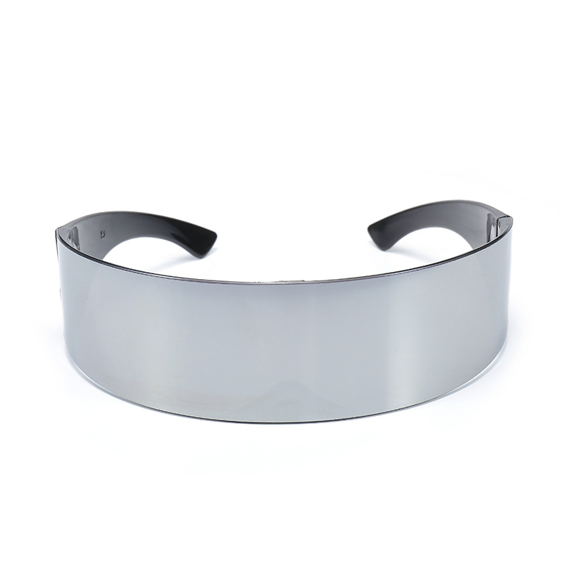 미래의 좁은 사이클롭스 바이저 선글라스 레이저 안경 UV400 성격 미러 렌즈 의상 안경 안경 남성 안경