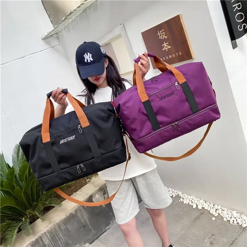 Bolsas deportivas de gimnasio a la moda para mujer, bolsa deportiva de gran capacidad para hombre, bolsa de mensajero impermeable para viaje de fin de semana para mujer, seca y húmeda