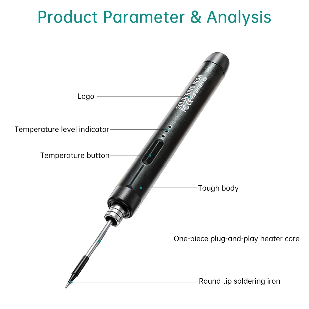 Portable wireless USB soldering iron type-C charging socket mini small soldering iron set with adjustable temperature