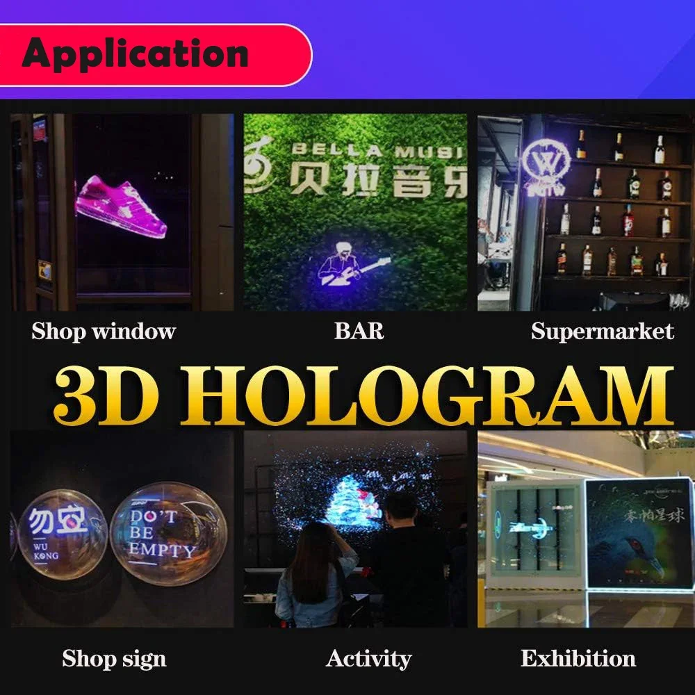 3D Hologramm Fan 42CM WiFi 3D Holographische Projektor Werbung Display Licht HD Holographische Projektor für Geschäfte Bars Party Weihnachten